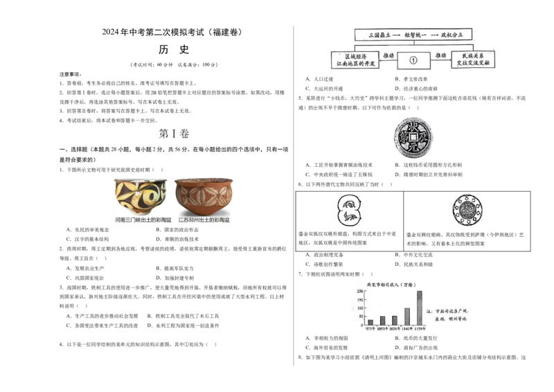 历史（福建卷）（考试版A3）_初中全科电子版试卷练习试题_历史_2024中考模拟题历史(1)_二模_历史（福建卷）-：2024年中考第二次模拟考试