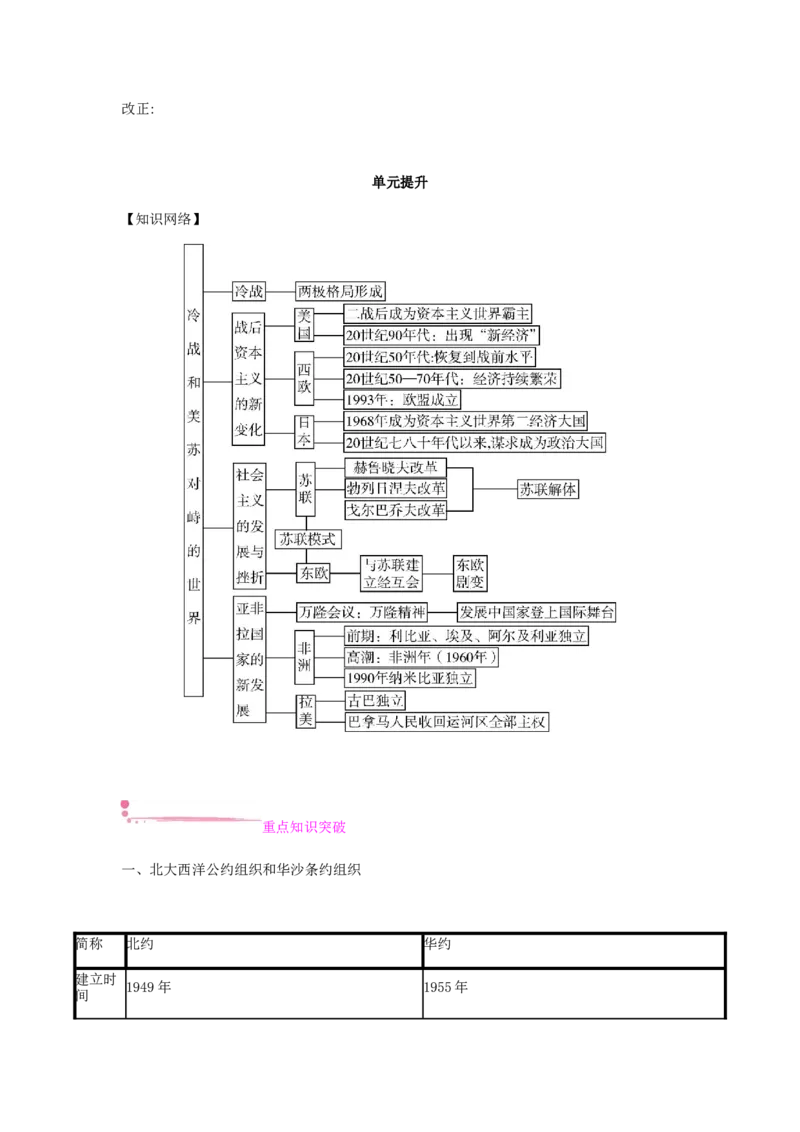 九年级历史下册第五单元冷战和美苏对峙的世界课时作业新人教版_初中全科电子版试卷练习试题_历史_历史人教版9下试卷_部编人教版历史9年级下同步练习110份_同步练习（第一套）