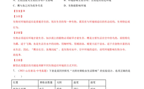 期中测试（B卷&middot;提升能力）（解析版）_初中全科电子版试卷练习试题_生物_生物人教版7上练习&mdash;24新版已更新_人教生物7年级上期中试卷07份