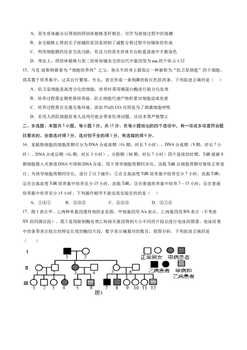信息必刷卷05（黑吉辽蒙专用）（原卷版）_2025年新高考资料_2025考前信息卷_2025年高考生物考前信息必刷卷（黑吉辽蒙专用）34415095