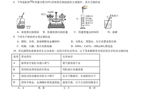 化学（广东卷）（考试版A4）_初中全科电子版试卷练习试题_化学_2024中考模拟题化学(1)_二模_化学（广东卷）-：2024年中考第二次模拟考试