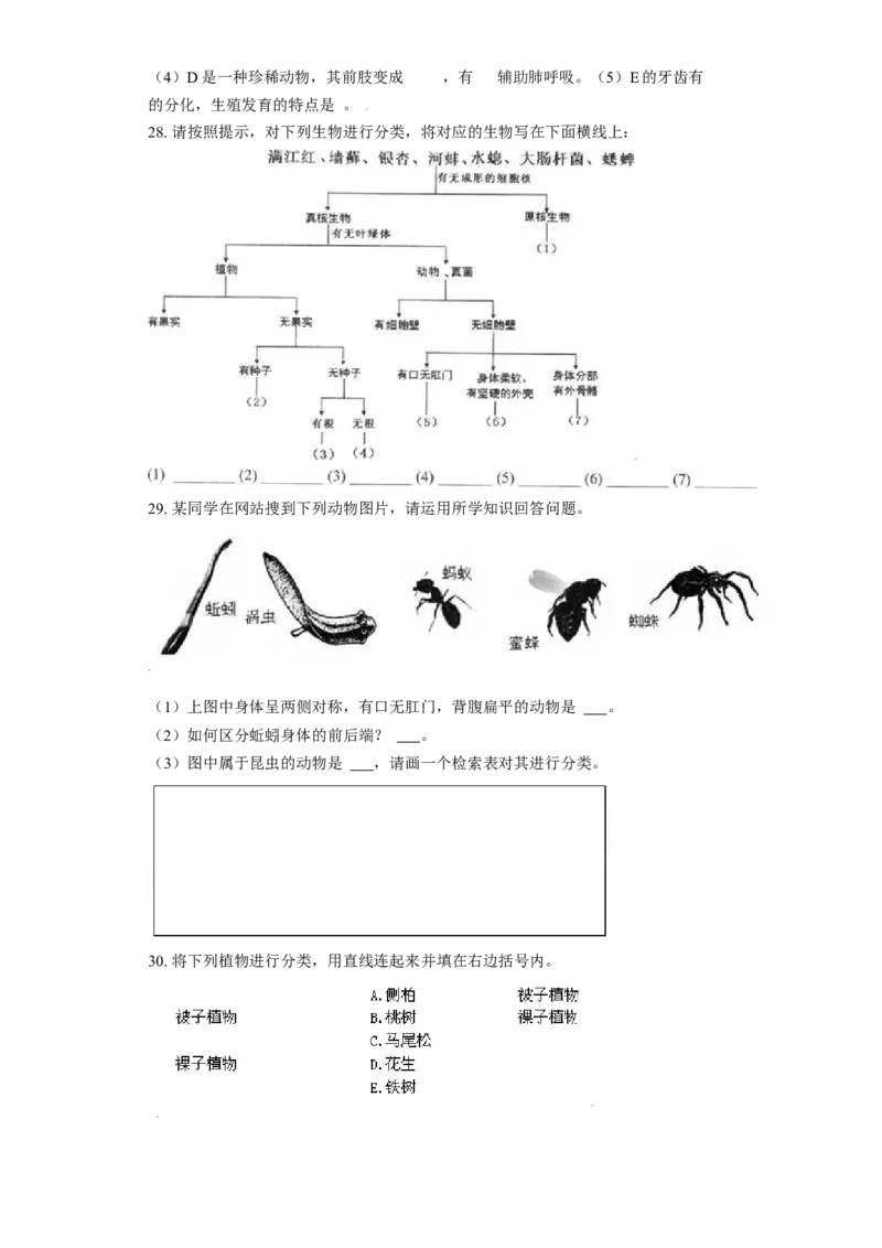 第一章根据生物的特征进行分类过关测试-（人教版）（解析版）_初中全科电子版试卷练习试题_生物_生物8上练习_人教生物8年级上单元试卷48份