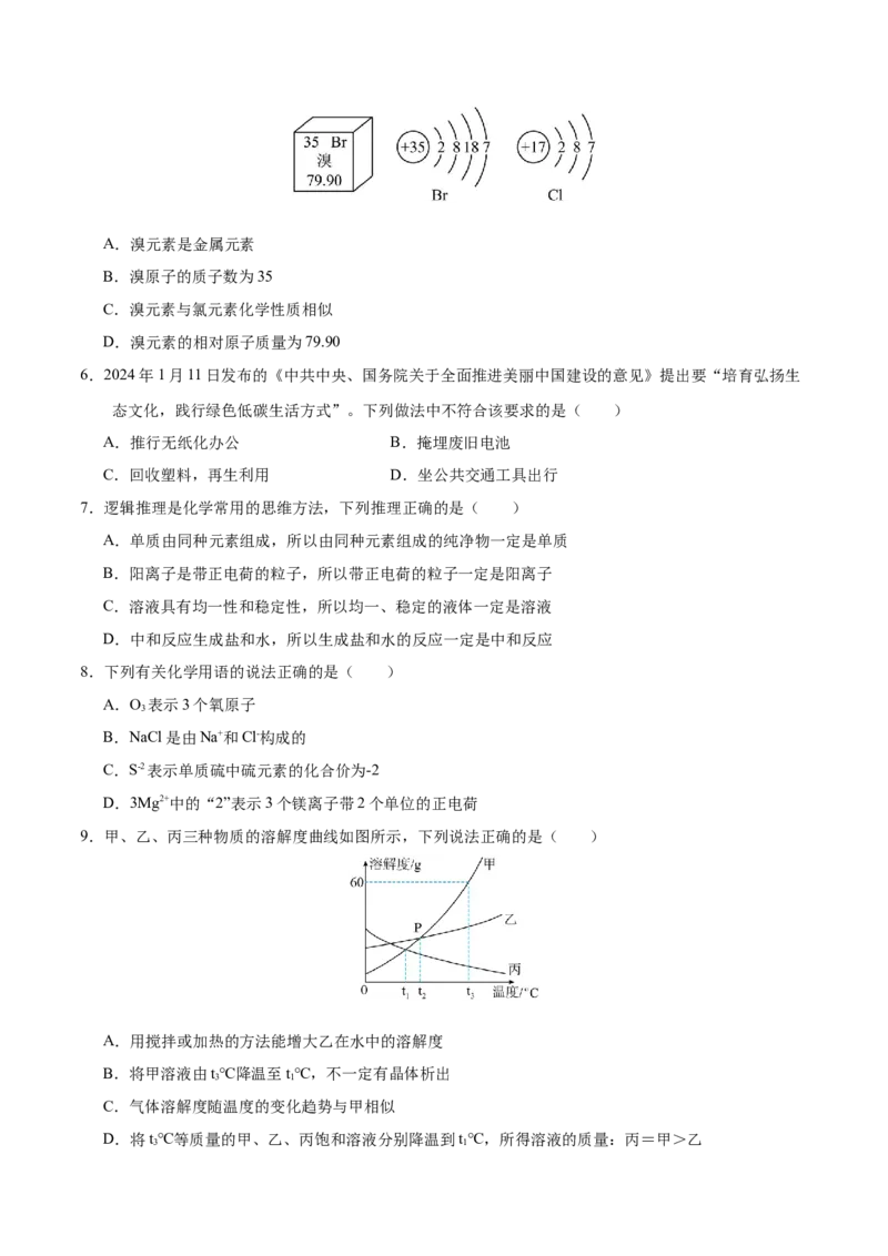 化学（新疆卷）（考试版A4）_初中全科电子版试卷练习试题_化学_2024中考模拟题化学(1)_二模_化学（新疆卷）-：2024年中考第二次模拟考试