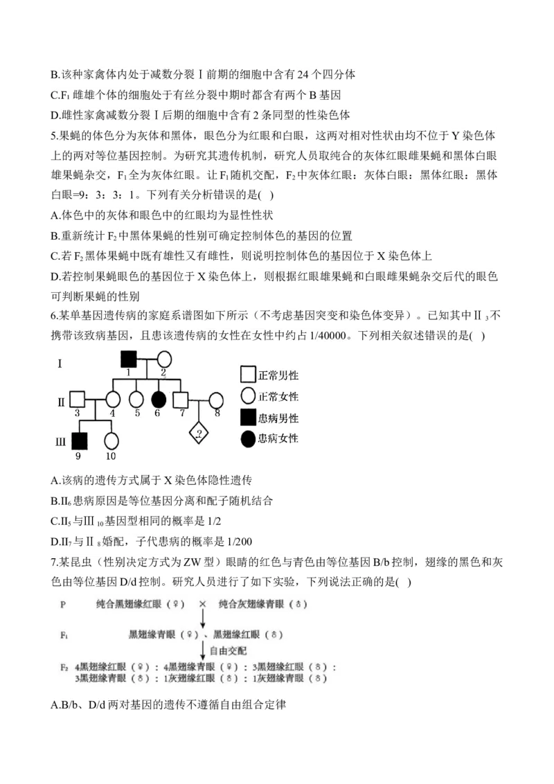 专题九伴性遗传和人类遗传病（有解析）&mdash;&mdash;2025届高考生物考点剖析_2025年新高考资料_一轮复习_2025届高考生物一轮复习考点剖析练习（有解析）