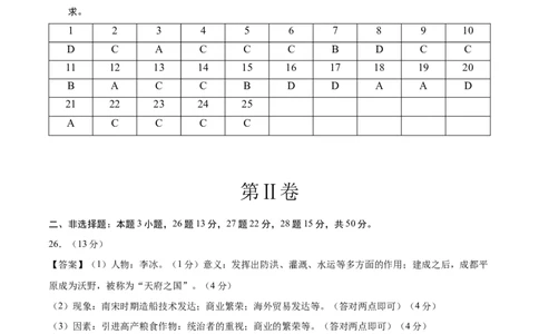 历史（天津卷）（参考答案及评分标准）_初中全科电子版试卷练习试题_历史_2024中考模拟题历史(1)_二模_历史（天津卷）-：2024年中考第二次模拟考试