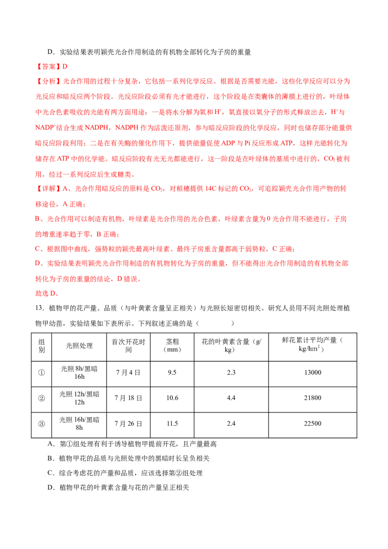专题二细胞代谢（解析版）_2025年新高考资料_二轮复习_举一反三2025年高考生物二轮重点专题讲义（新高考通用）3442769