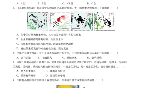 生物（徐州卷）（考试版A4）_初中全科电子版试卷练习试题_生物_2024中考模拟题生物(1)_二模_生物（徐州卷）-：2024年中考第二次模拟考试