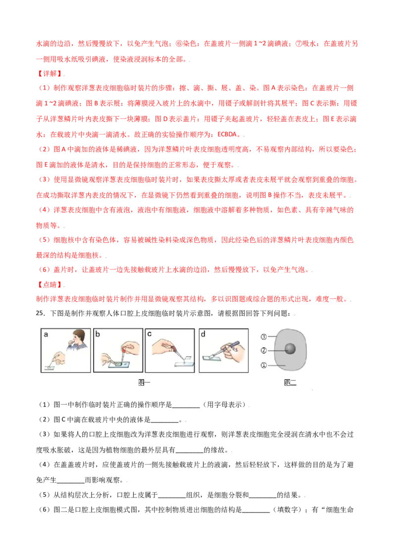 期中测试卷02-（人教版）（解析版）_初中全科电子版试卷练习试题_生物_生物人教版7上练习&mdash;24新版已更新_人教生物7年级上期中试卷07份