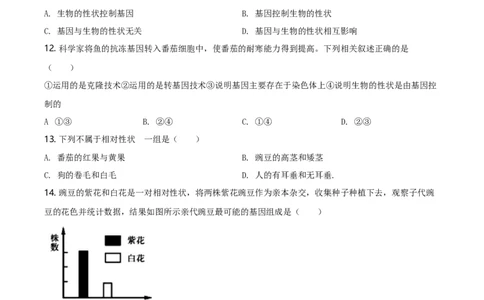 八年级4月月考生物试题（原卷版）_初中全科电子版试卷练习试题_生物_生物8下练习_人教生物8年级下月考试卷04份_月考试卷（第四套）