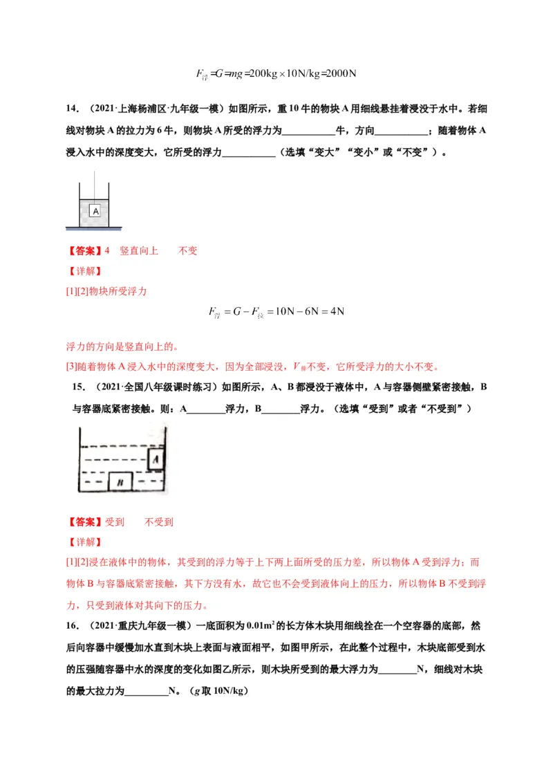 10.1浮力-2020-2021学年八年级物理下册课时同步练（人教版）（解析版）_初物_人教版初中物理初二三同步讲义习题练习八九年级电子资料word素材_20250116_181533