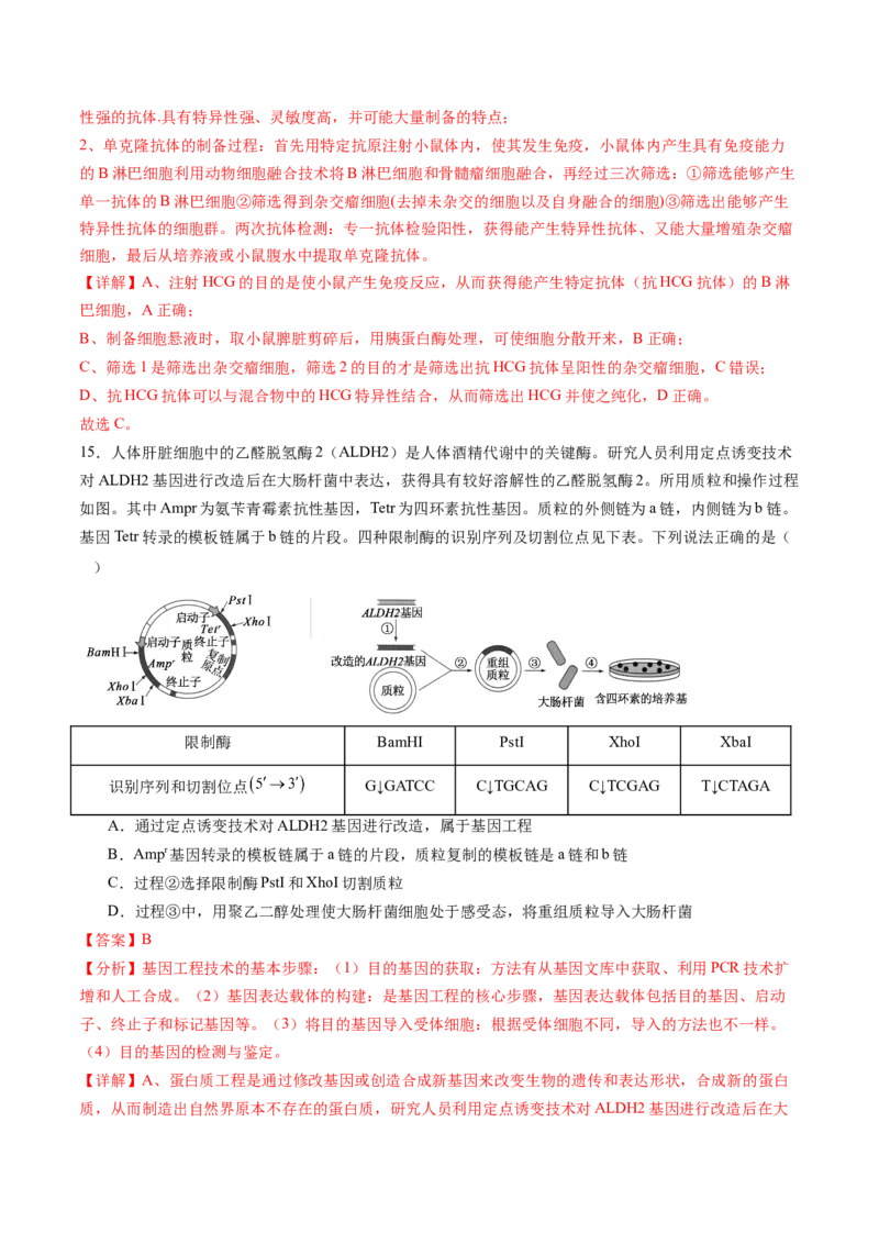 信息必刷卷04（黑吉辽蒙专用）（解析版）_2025年新高考资料_2025考前信息卷_2025年高考生物考前信息必刷卷（黑吉辽蒙专用）34415095