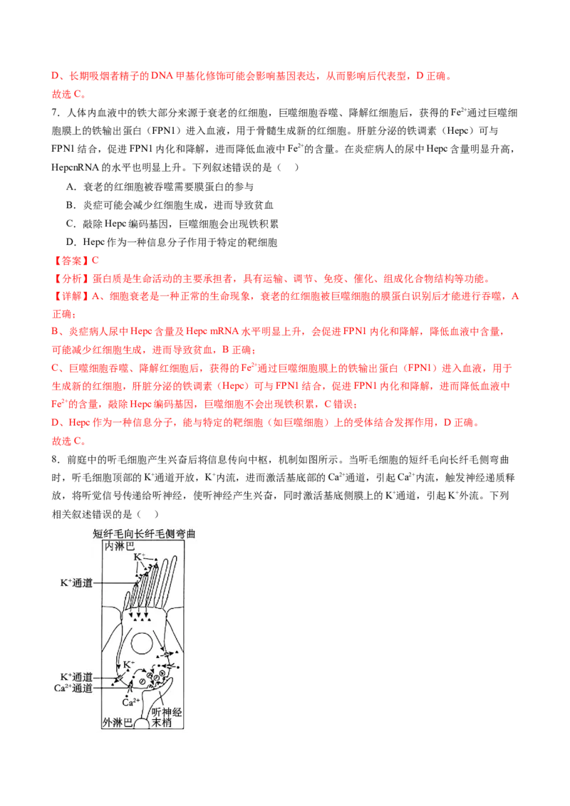 信息必刷卷04（黑吉辽蒙专用）（解析版）_2025年新高考资料_2025考前信息卷_2025年高考生物考前信息必刷卷（黑吉辽蒙专用）34415095
