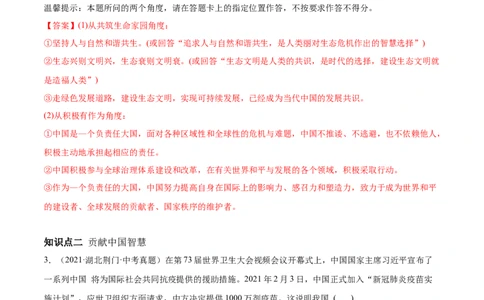 必考点05中国担当（解析版）_初中全科电子版试卷练习试题_政治_道法人教部编9下试卷_部编道法9年级下专项练习14份