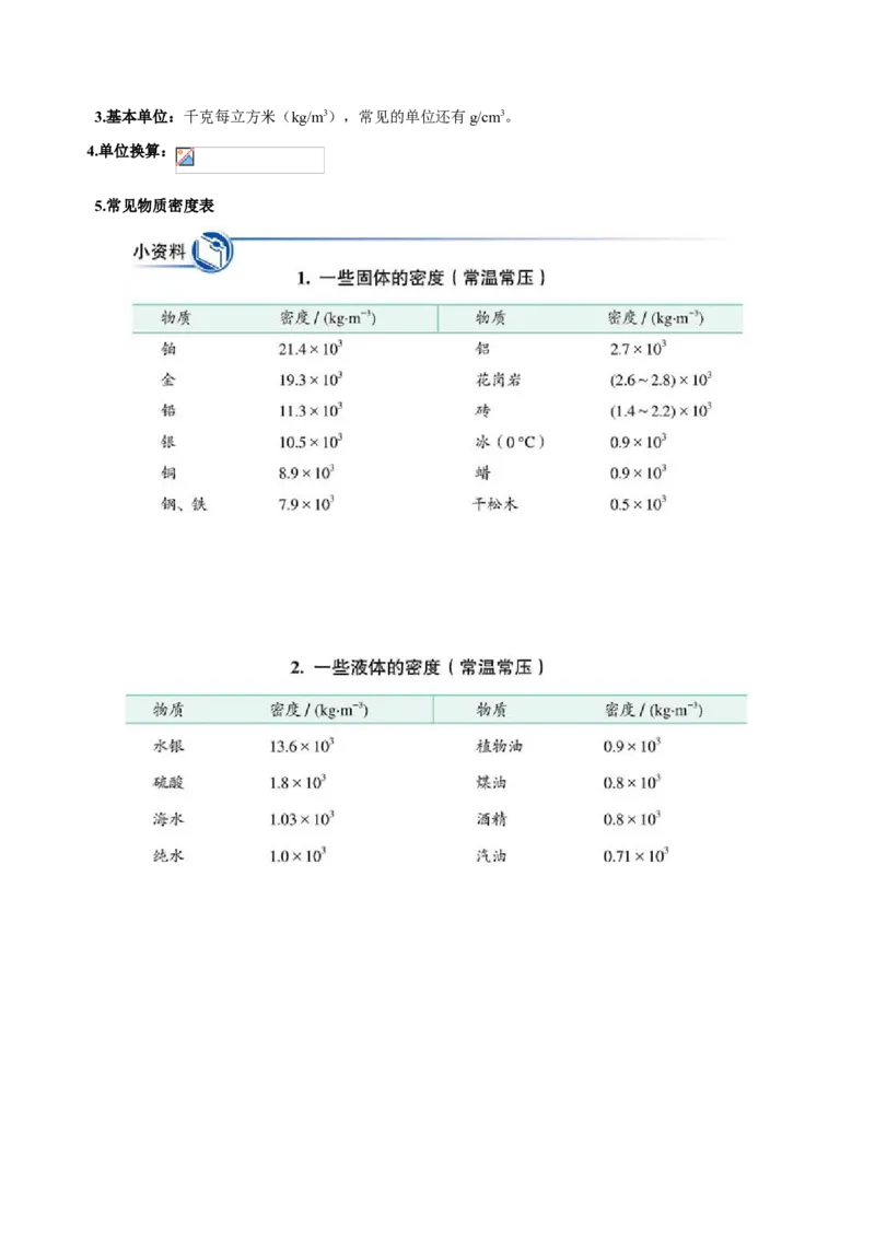 第6.2课时密度（解析版）_初中全科电子版试卷练习试题_物理_8年级上册物理试题_人教版物理八年级上课时练习（104份）_课时练习第2套25