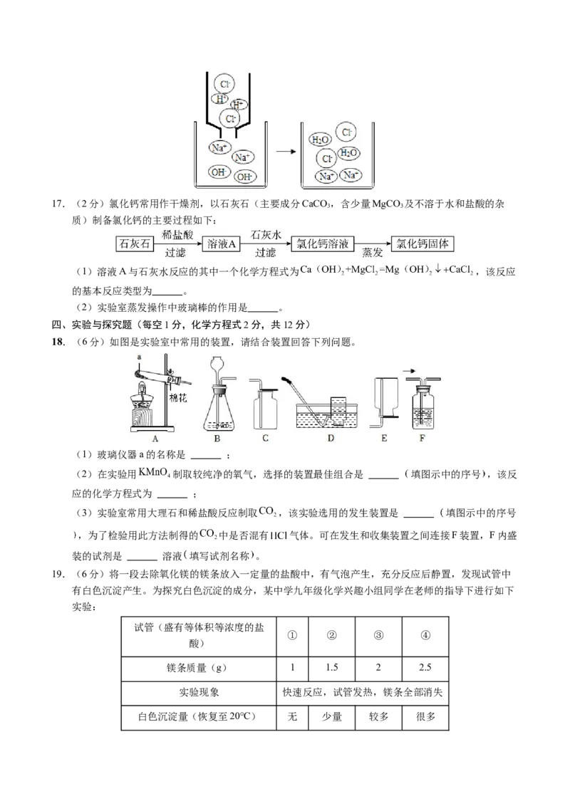 化学（吉林卷）（考试版A4）_初中全科电子版试卷练习试题_化学_2024中考模拟题化学(1)_一模_化学（吉林卷）-2024年中考第一次模拟考试