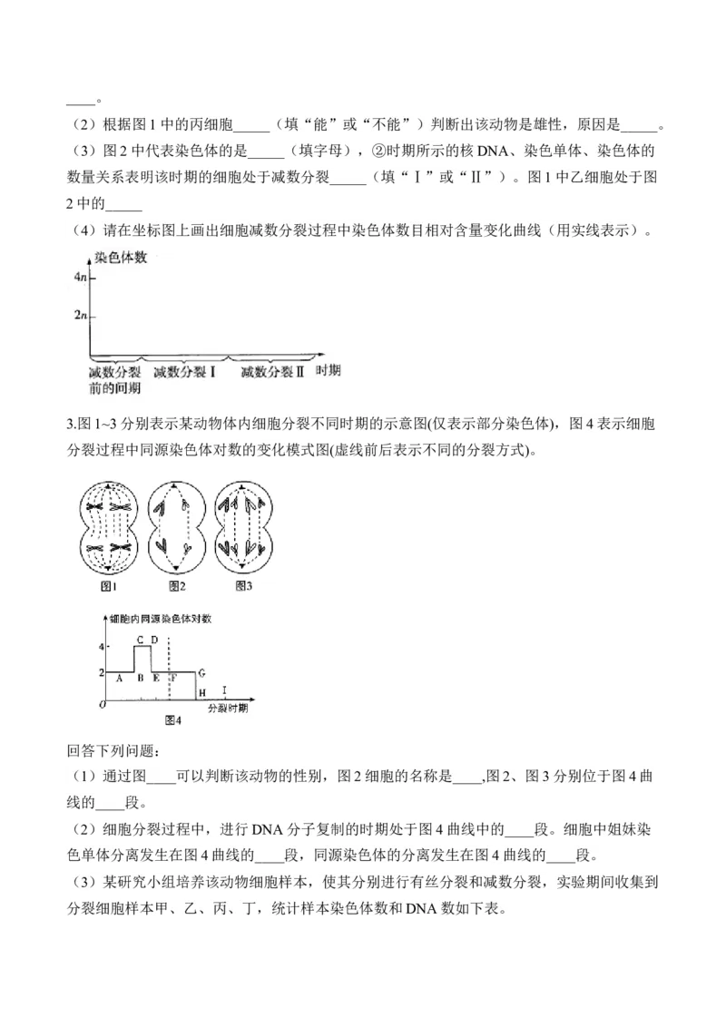 专题5遗传的细胞学基础（非选择题）&mdash;&mdash;2025届高考生物学模块分练新高考版（含解析）_2025年新高考资料_二轮复习