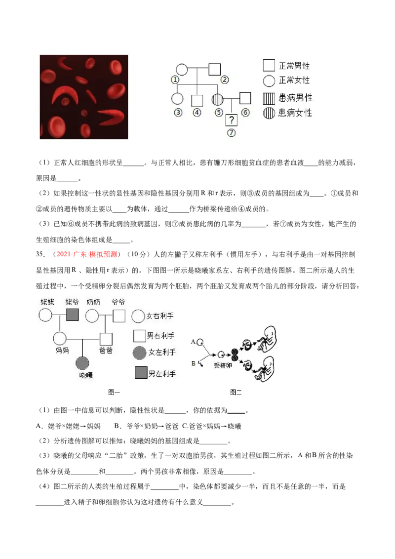 第07单元第02章生物的遗传与变异单元测试（B卷&middot;提升能力）（原卷版）_初中全科电子版试卷练习试题_生物_生物8下练习_人教生物8年级下单元试卷38份