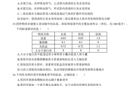 生物（武汉卷）（考试版A4）_初中全科电子版试卷练习试题_生物_2024中考模拟题生物(1)_一模_生物（武汉卷）-2024年中考第一次模拟考试