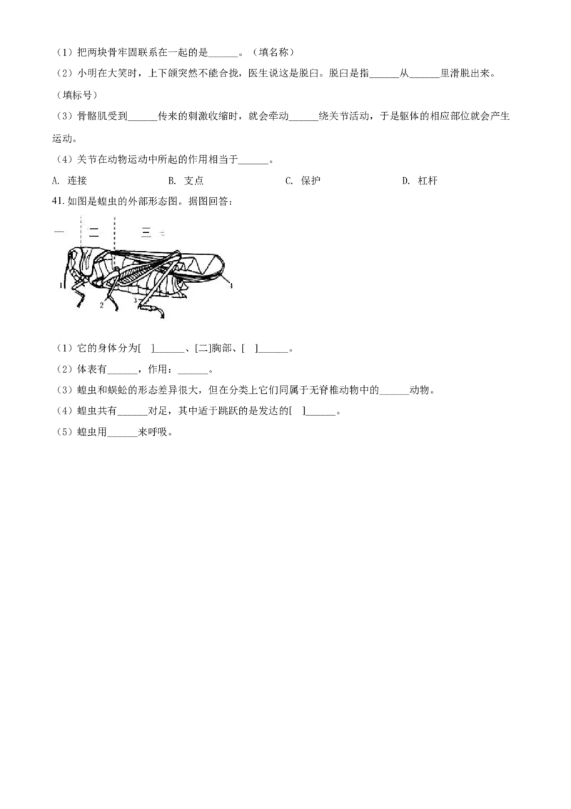 八年级9月月考生物试题（原卷版）_初中全科电子版试卷练习试题_生物_生物8下练习_人教生物8年级下月考试卷04份_月考试卷（第一套）