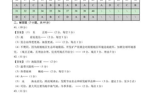 地理（江苏无锡卷）（参考答案及评分标准）_初中全科电子版试卷练习试题_地理_2024中考模拟题地理(1)_一模_地理（江苏无锡卷）-2024年中考第一次模拟考试