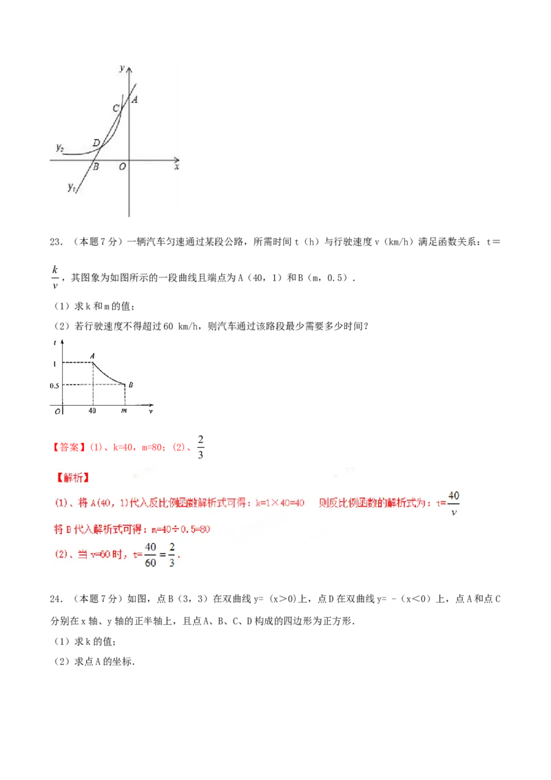 第26章反比例函数（A卷）_初中全科电子版试卷练习试题_数学_9下初中人教版数学练习、试卷_人教数学九年级下单元试卷（038份）_单元检测卷（第2套AB卷含答案）（共10份）