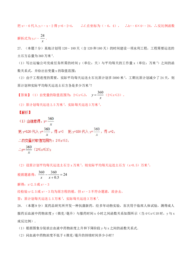 第26章反比例函数（A卷）_初中全科电子版试卷练习试题_数学_9下初中人教版数学练习、试卷_人教数学九年级下单元试卷（038份）_单元检测卷（第2套AB卷含答案）（共10份）