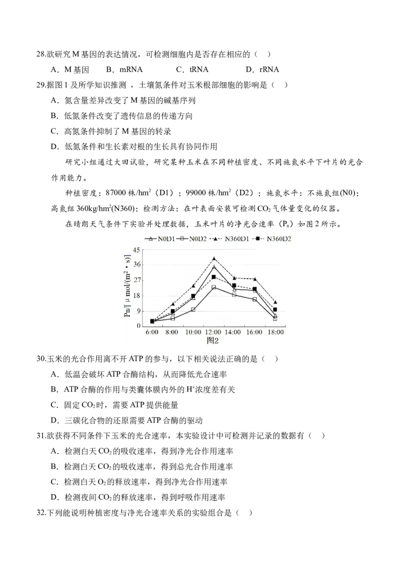 信息必刷卷01（上海专用）原卷版_2025年新高考资料_2025考前信息卷_2025年高考生物考前信息必刷卷（上海专用）3443034