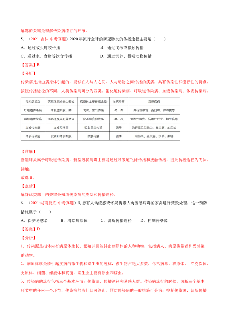 第08单元健康的生活单元测试（A卷&middot;夯实基础）（解析版）_初中全科电子版试卷练习试题_生物_生物8下练习_人教生物8年级下单元试卷38份