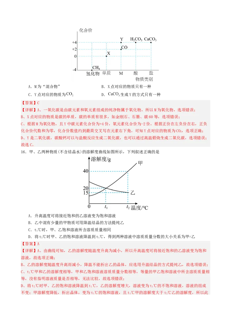 化学（云南卷）（全解全析）_初中全科电子版试卷练习试题_化学_2024中考模拟题化学(1)_三模（36套）_化学（云南卷）
