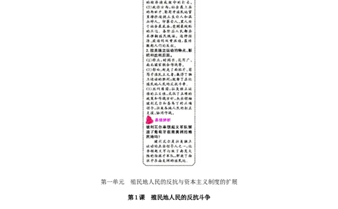 九年级历史下册第一单元殖民地人民的反抗与资本主义制度的扩展课时作业新人教版_初中全科电子版试卷练习试题_历史_历史人教版9下试卷_部编人教版历史9年级下同步练习110份