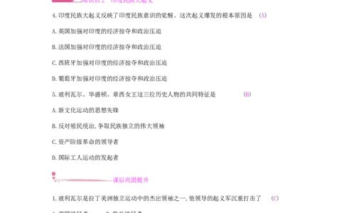 九年级历史下册第一单元殖民地人民的反抗与资本主义制度的扩展课时作业新人教版_初中全科电子版试卷练习试题_历史_历史人教版9下试卷_部编人教版历史9年级下同步练习110份