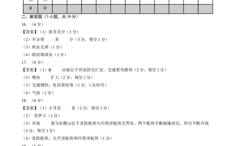 地理（广西卷）（参考答案及评分标准）_初中全科电子版试卷练习试题_地理_2024中考模拟题地理(1)_一模_地理（广西卷）-2024年中考第一次模拟考试