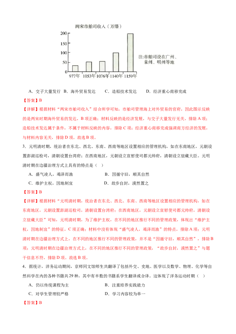 历史（湖南省卷）（全解全析）_初中全科电子版试卷练习试题_历史_2024中考模拟题历史(1)_二模_历史（湖南省卷）-+：2024年中考第二次模拟考试