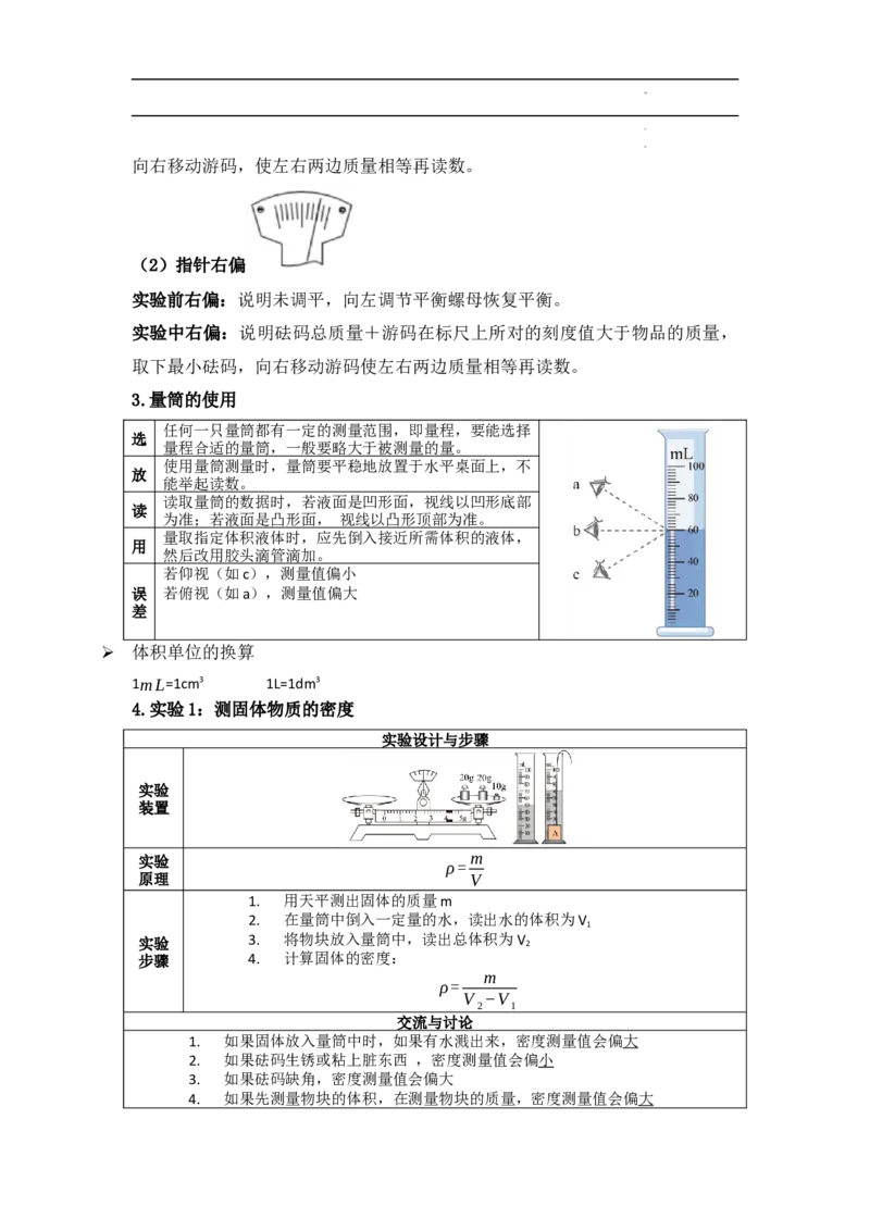 第6章质量与密度速记清单（原卷版）_初中全科电子版试卷练习试题_物理_8年级上册物理试题_人教版物理八年级上知识汇总