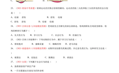 期中测试（A卷&middot;夯实基础）（原卷版）_初中全科电子版试卷练习试题_生物_生物8下练习_人教生物8年级下期中试卷10份