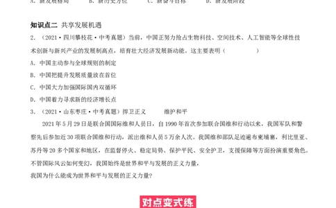 必考点08携手促发展（原卷版）_初中全科电子版试卷练习试题_政治_道法人教部编9下试卷_部编道法9年级下专项练习14份