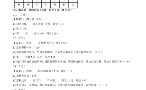 地理（吉林省卷）（参考答案及评分标准）_初中全科电子版试卷练习试题_地理_2024中考模拟题地理(1)_三模（39）_地理（吉林省卷）