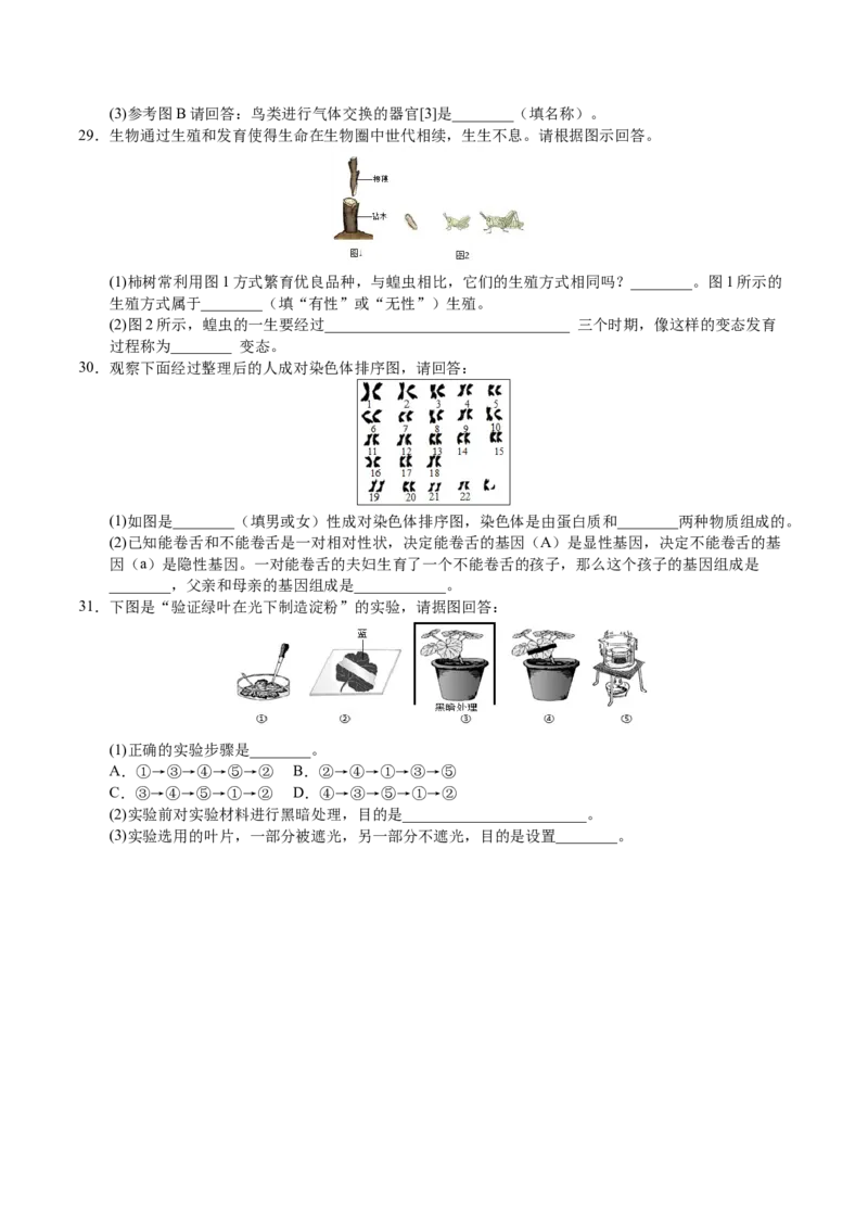 生物（天津卷）（考试版A4）_初中全科电子版试卷练习试题_生物_2024中考模拟题生物(1)_三模（37套）_生物（天津卷）