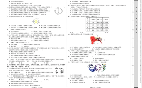 生物（南京卷）（考试版A3）_初中全科电子版试卷练习试题_生物_2024中考模拟题生物(1)_一模_生物（南京卷）-2024年中考第一次模拟考试