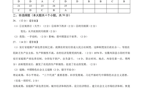 历史（山东济南卷）（参考答案及评分标准）_初中全科电子版试卷练习试题_历史_2024中考模拟题历史(1)_二模_历史（山东济南卷）-：2024年中考第二次模拟考试