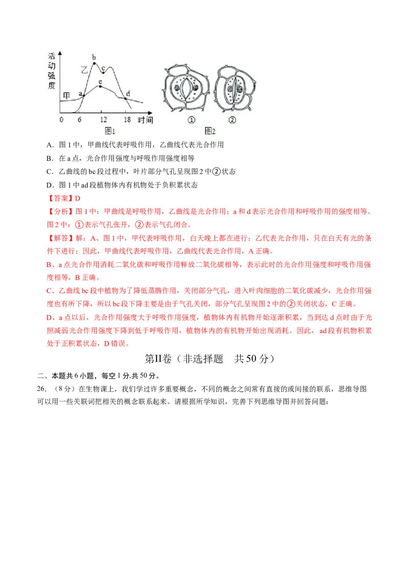 生物（济南卷）（全解全析）_初中全科电子版试卷练习试题_生物_2024中考模拟题生物(1)_一模_生物（济南卷）-2024年中考第一次模拟考试