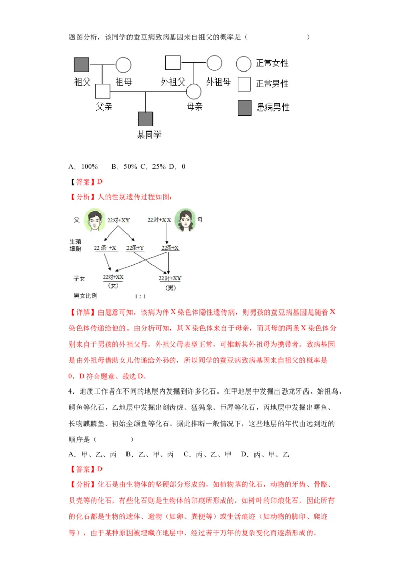 卷04-八年级生物下学期期末综合测试卷（人教版）（解析版）_new_初中全科电子版试卷练习试题_生物_生物8下练习_人教生物8年级下期末试卷12份