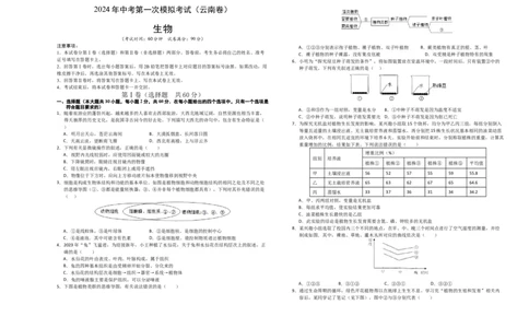 生物（云南卷）（考试版A3）_初中全科电子版试卷练习试题_生物_2024中考模拟题生物(1)_一模_生物（云南卷）-2024年中考第一次模拟考试