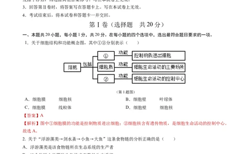 生物（吉林卷）（全解全析）_初中全科电子版试卷练习试题_生物_2024中考模拟题生物(1)_二模_生物（吉林卷）-：2024年中考第二次模拟考试