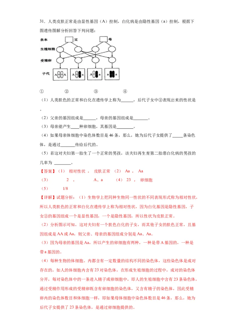 卷03-八年级生物下学期期末综合测试卷（人教版）（解析版）_new_初中全科电子版试卷练习试题_生物_生物8下练习_人教生物8年级下期末试卷12份