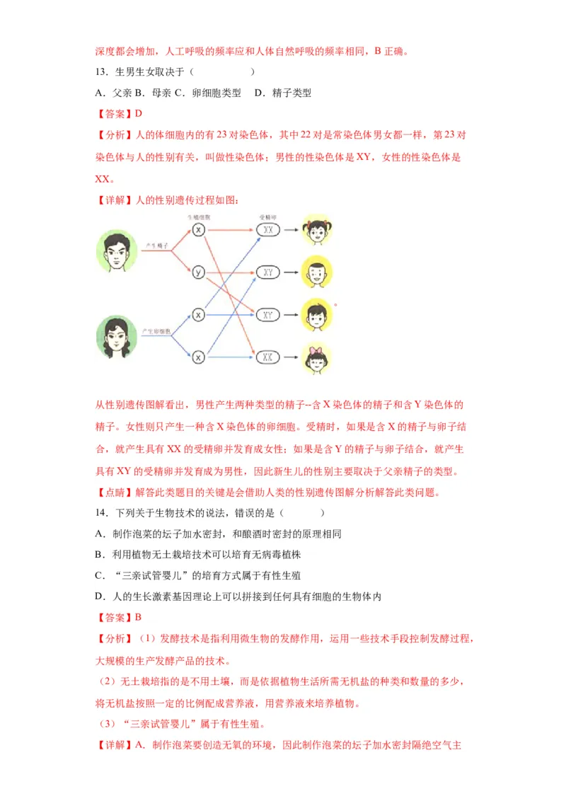 卷03-八年级生物下学期期末综合测试卷（人教版）（解析版）_new_初中全科电子版试卷练习试题_生物_生物8下练习_人教生物8年级下期末试卷12份