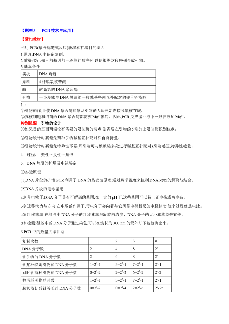 专题九生物技术与工程（原卷版）_2025年新高考资料_二轮复习_01高考语文等多个文件_举一反三2025年高考生物二轮重点专题讲义（新高考通用）