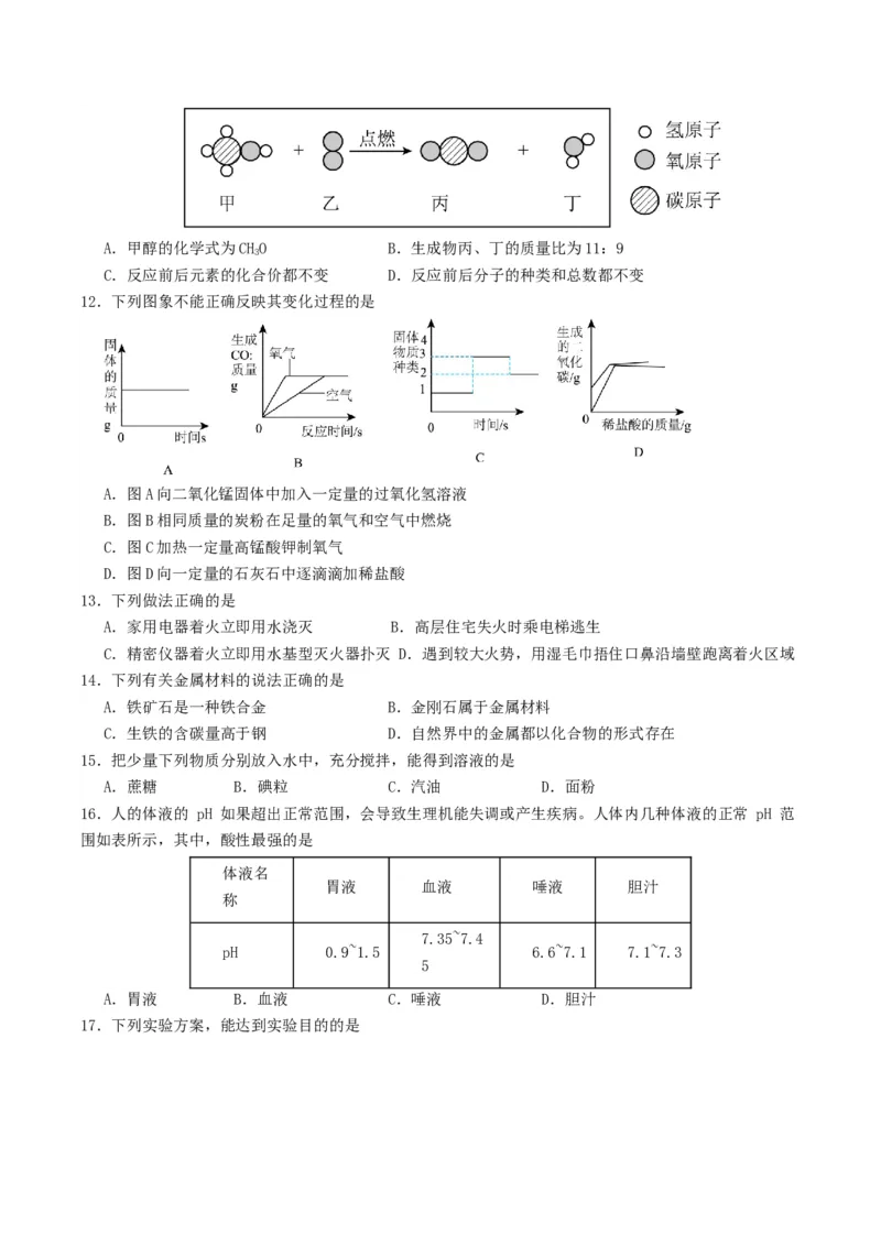 化学（云南卷）（考试版A4）_初中全科电子版试卷练习试题_化学_2024中考模拟题化学(1)_一模_化学（云南卷）-2024年中考第一次模拟考试