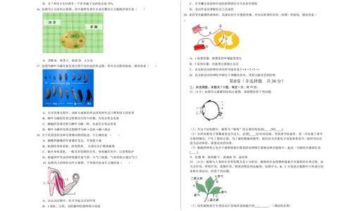 生物（江西卷）（考试版A3）_初中全科电子版试卷练习试题_生物_2024中考模拟题生物(1)_一模_生物（江西卷）-2024年中考第一次模拟考试