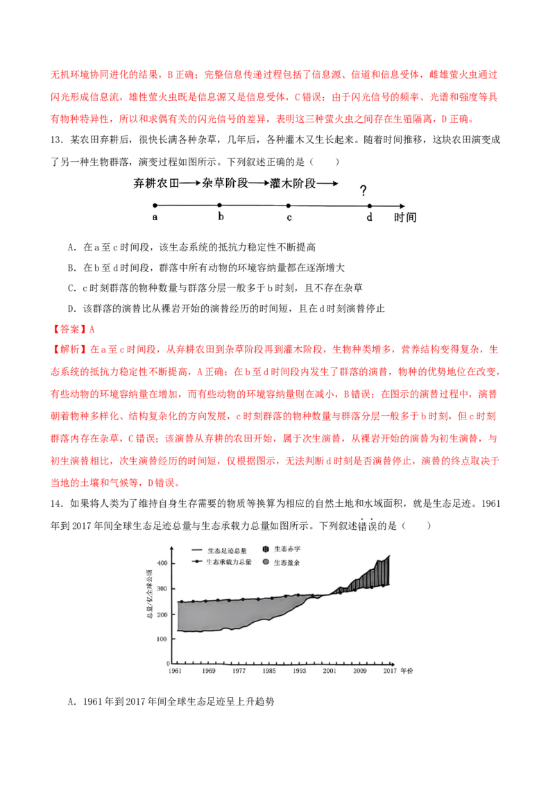专题七生物与环境（解析版）_2025年新高考资料_二轮复习_01高考语文等多个文件_上好课2025年高考生物二轮复习讲练测（新高考通用）
